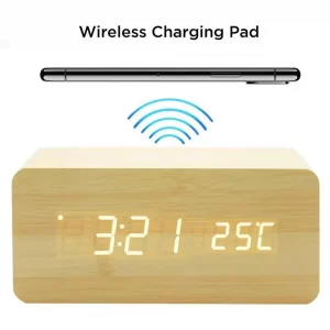 Wireless charger led clock with voice control 